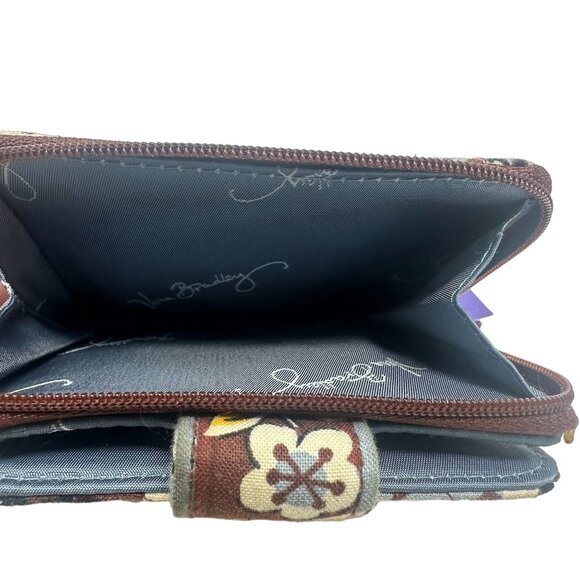 Vera Bradley State Blooms Mini Wallet Zip Closure Card Slots Brown Blue Gray - Picture 5 of 9
